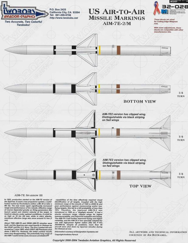 US - Decals - 1/32 Air-To-Air Missile Markings AIM-7E-2/M