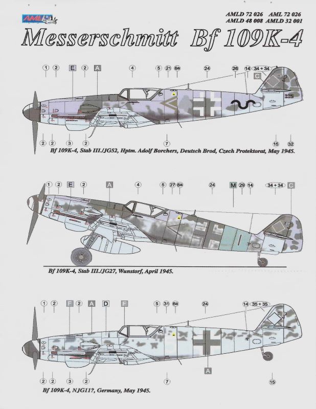 Luft - 1/32 Decals - AML Messerschmitt Bf 109K-4